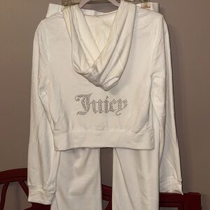 Juicy Couture Rhinestone Logo White Velour Tracksuit